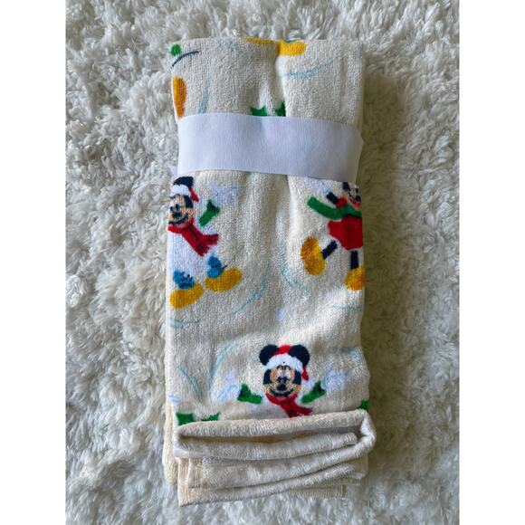 Disney Mickey & Minnie Holiday Hand Towels 2 Pack 15"x25" Embroidered Cotton NEW - Picture 2 of 9
